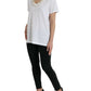 Elegant White Cotton Tee with Necklace Detail