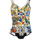 Elegant Printed Silk Blend Bodysuit Top