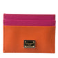 Pink Orange Heart Sequin Leather Logo Card Holder Wallet