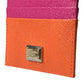 Pink Orange Heart Sequin Leather Logo Card Holder Wallet