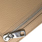Beige Calf Leather Lanyard Logo Card Holder Wallet