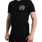Black Logo Embroidery Crewneck Short Sleeve T-shirt
