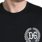 Black Logo Embroidery Crewneck Short Sleeve T-shirt