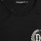 Black Logo Embroidery Crewneck Short Sleeve T-shirt