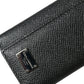 Black Calf Leather Logo Plaque Trifold Keyring Key Holder