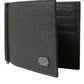 Gray Calf Leather Bifold Logo Plaque Card Holder Wallet