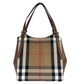 Small Canterby Tan Leather Check Canvas Tote Bag Purse