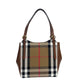 Small Canterby Tan Leather Check Canvas Tote Bag Purse