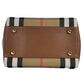 Small Canterby Tan Leather Check Canvas Tote Bag Purse