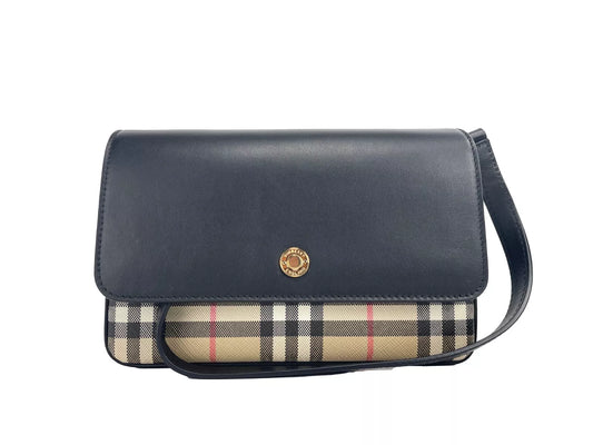 New Hampshire Small Check Black Leather Crossbody Bag