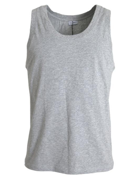 Gray Cotton Stretch Sleeveless Tank Top T-shirt