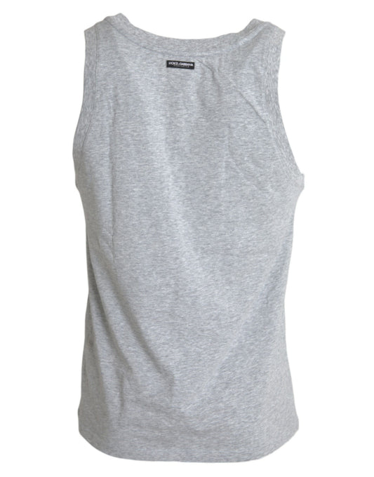 Gray Cotton Stretch Sleeveless Tank Top T-shirt