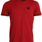 Red Logo Patch Cotton Crew Neck T-shirt