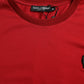 Red Logo Patch Cotton Crew Neck T-shirt
