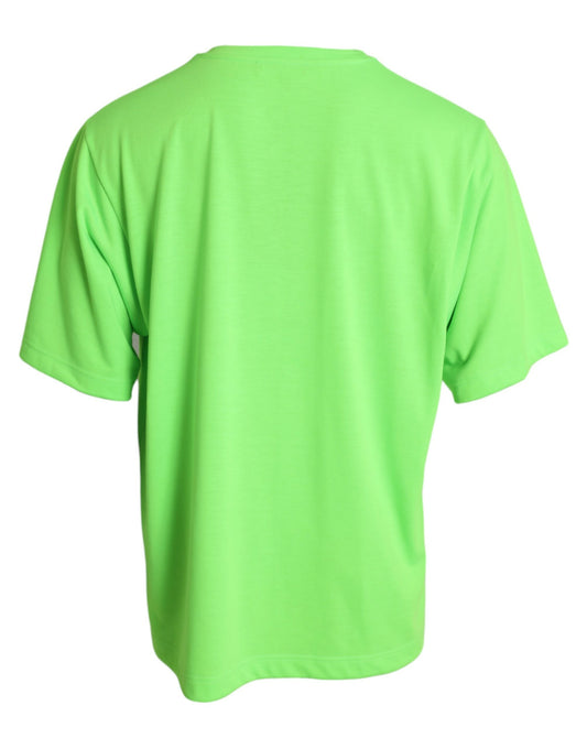 Neon Green Embossed Logo Crew Neck T-shirt