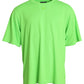 Neon Green Embossed Logo Crew Neck T-shirt