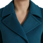 Blue Trench Wool Cashmere Short Coat Jacket