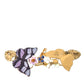 Gold Purple Crystal Butterfly Heart Locket Earrings