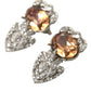 Orange Crystal Screw Back 925 Sterling Silver Earrings