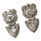 Orange Crystal Screw Back 925 Sterling Silver Earrings