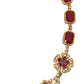 Gold Brass Mama Mary Crystal Pearl Embellished Necklace