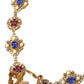Gold Brass Mama Mary Crystal Pearl Embellished Necklace