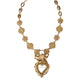 Gold Brass Mama Mary Crystal Pearl Embellished Necklace