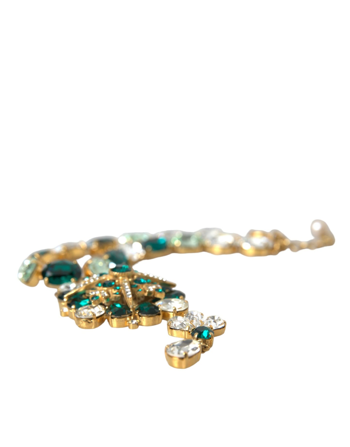 Gold Brass Crystal Strass Embellished Collar Necklace