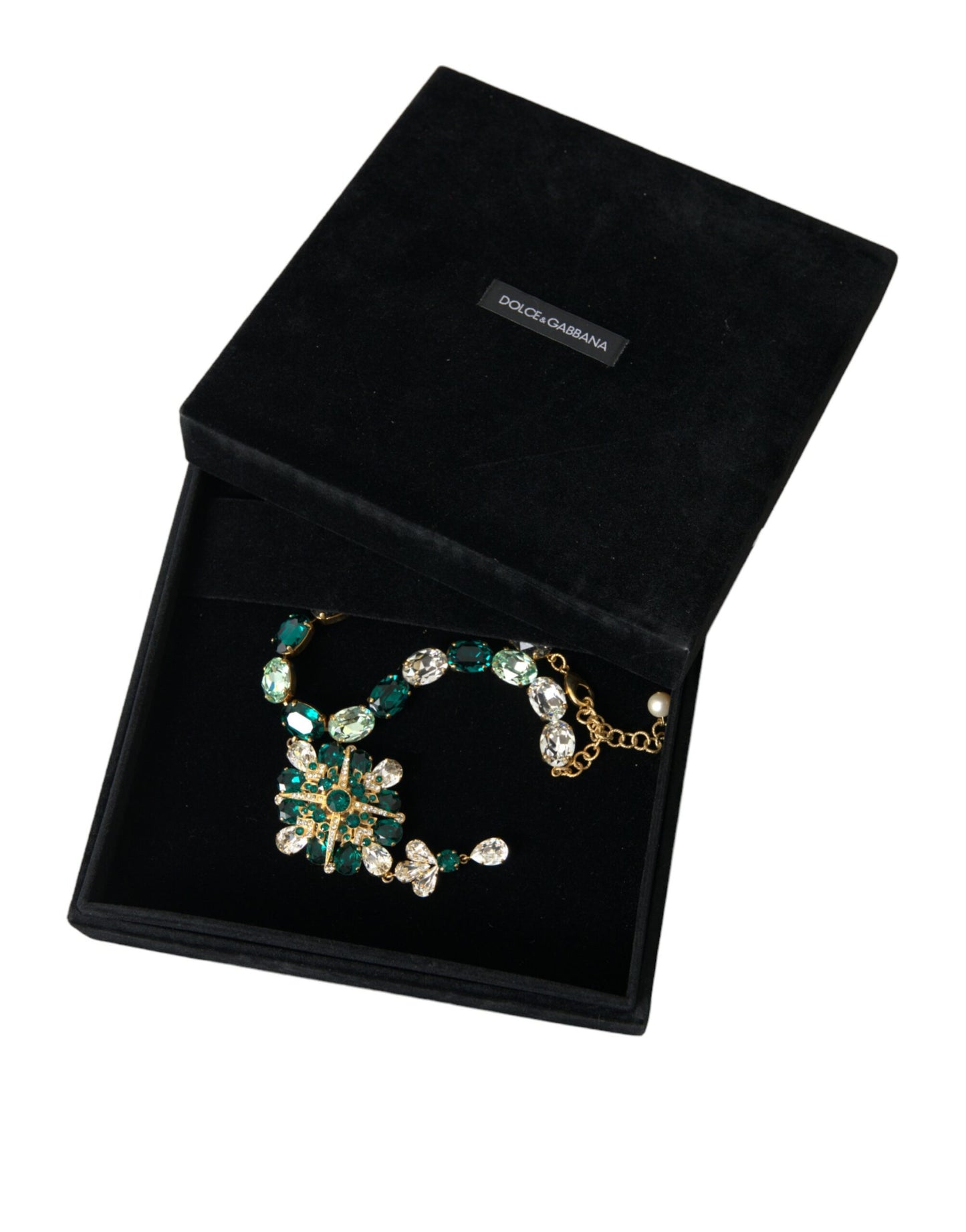 Gold Brass Crystal Strass Embellished Collar Necklace