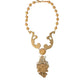 Gold Brass Angel Floral Beaded Embellished Necklace