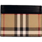 Sandon Black Canvas Check Printed Leather Slim Card Case Wallet