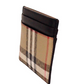 Sandon Black Canvas Check Printed Leather Slim Card Case Wallet