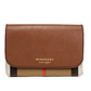 Hampshire Small House Check Canvas Tan Derby Leather Crossbody Bag