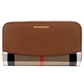 Elmore Tan Grainy Leather House Check Canvas Continental Clutch Wallet