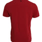 Red Logo Embroidery Cotton Crew Neck T-shirt