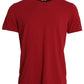 Red Logo Embroidery Cotton Crew Neck T-shirt
