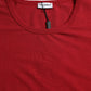 Red Logo Embroidery Cotton Crew Neck T-shirt