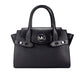 Carmen Medium Black Silver Saffiano Leather Satchel Hand Bag Purse