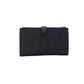Jet Set Travel Black Leather Large Double Zip Wristlet Wallet
