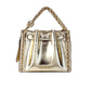 Mina Small Belted Gold Vegan Leather Chain Inlay Crossbody Bag