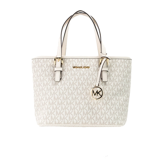 Jet Set Light Cream Signature XS Carryall Top Zip Tote Bag Purse