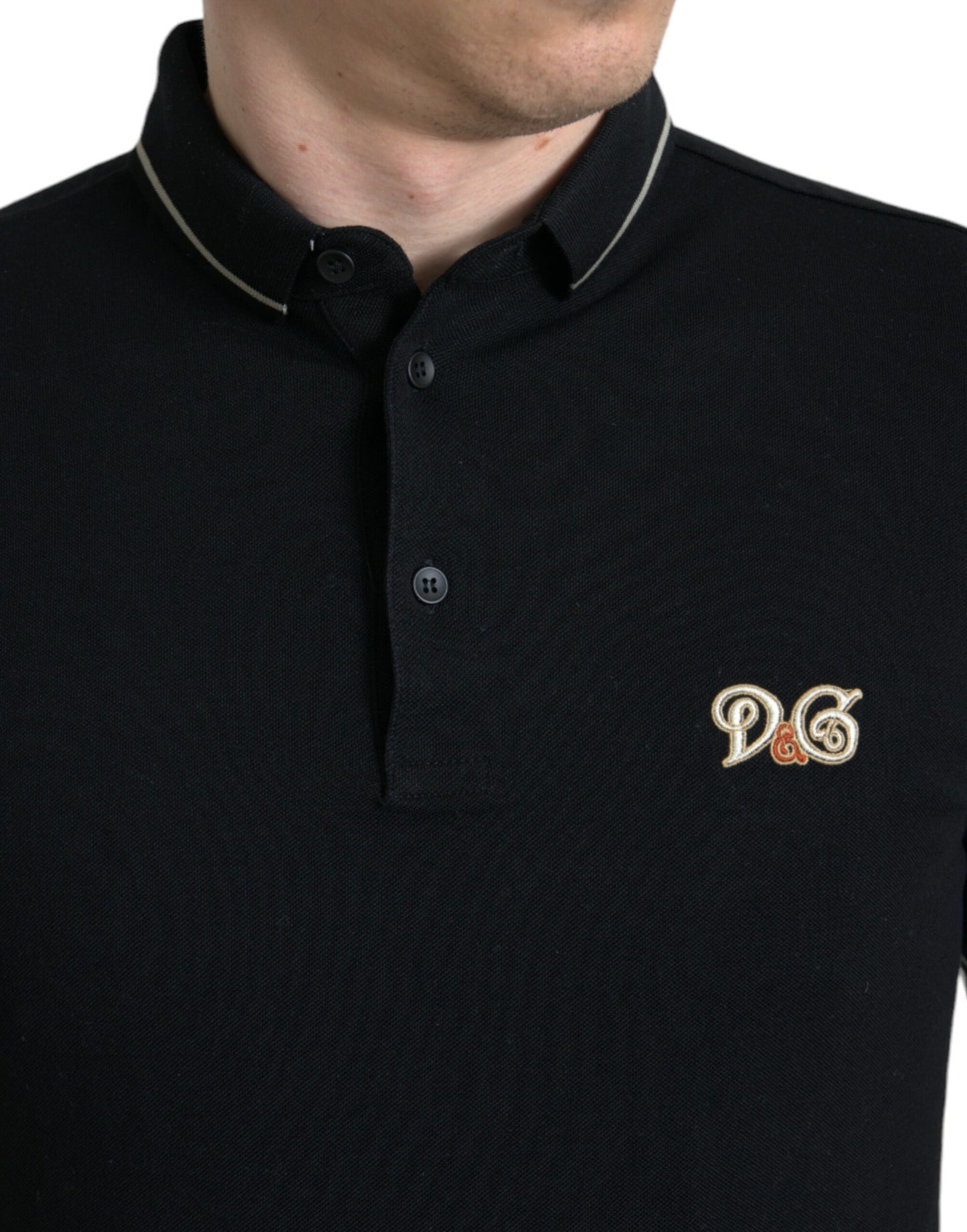 Black Logo Collared Short Sleeves Polo T-shirt