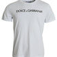 White Logo Print Cotton Crew Neck T-shirt