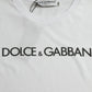 White Logo Print Cotton Crew Neck T-shirt