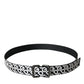 Black Leather Silver Buckle Canvas Belt