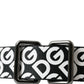 Black Leather Silver Buckle Canvas Belt