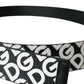Black Leather Silver Buckle Canvas Belt