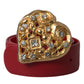Red Leather Gold Heart Metal Buckle Belt
