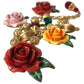 Gold Brass Multicolor Crystal Rose Ball Chain Bracelet