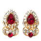 Sterling Silver Gold Plated Red Crystals Jewelry Earrings